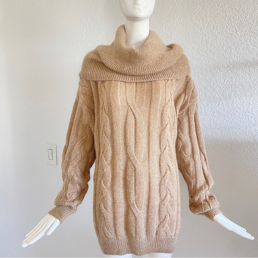 Bogner camel cable knit sweater